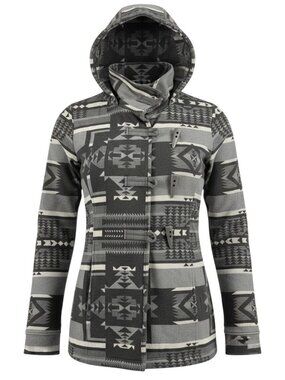 L.A. Kitty Womens Aztec Hooded Jacket XL Gray Black
